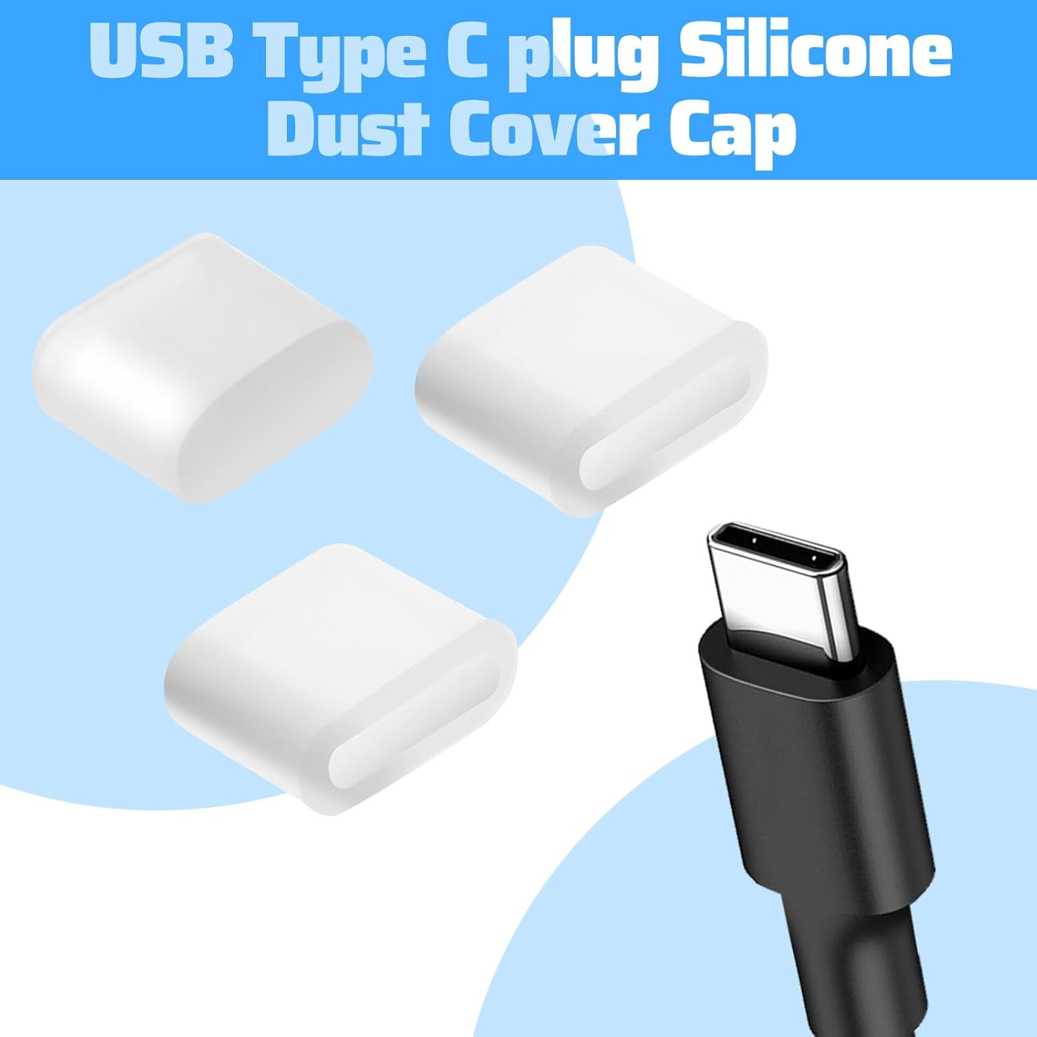 20 Pcs USB C Dust Caps, Transparent Silicone Type C Anti-Dust Plug Charging Port Protector Cover for Any Type-C Charging Male Port image number 6