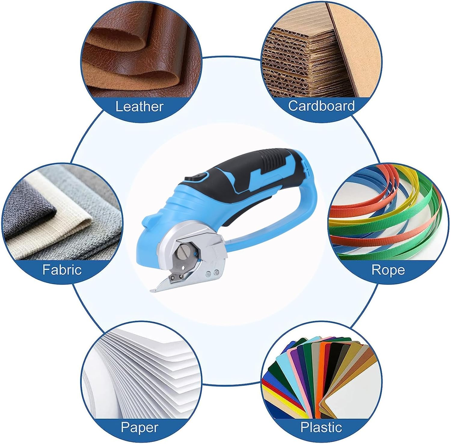 Cordless Electric Scissors, 4V Cardboard Cutter, Rechargeable Fabric Cutters with Safety Lock & LED Light, Powerful Rotary Cutter for Cutting Carpet, Cardboard, Leather, Paper, Plastic image number 5