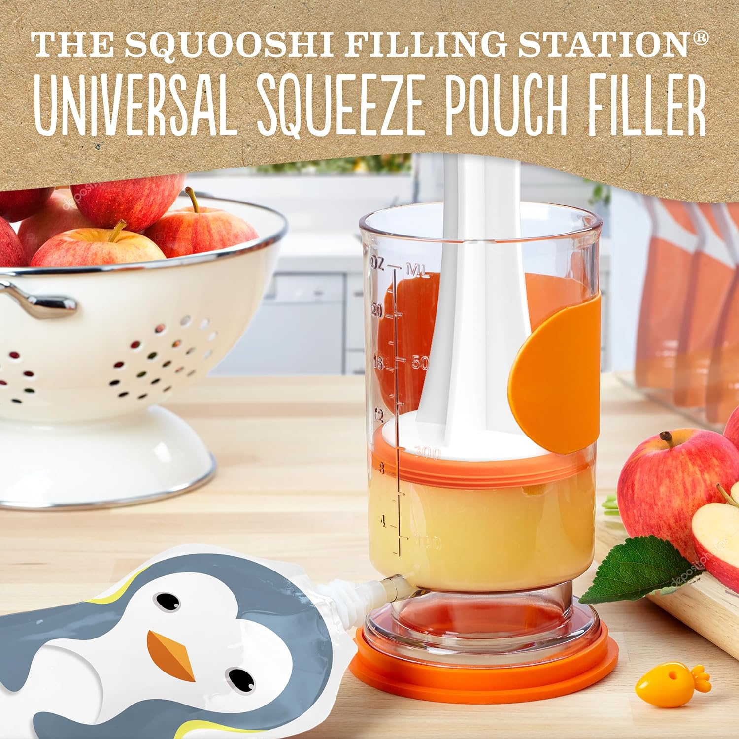 SQUOOSHI Universal Pouch Filling Station + 6 Large Reusable Food Pouch | Adorable Animal Series&hellip; image number 6