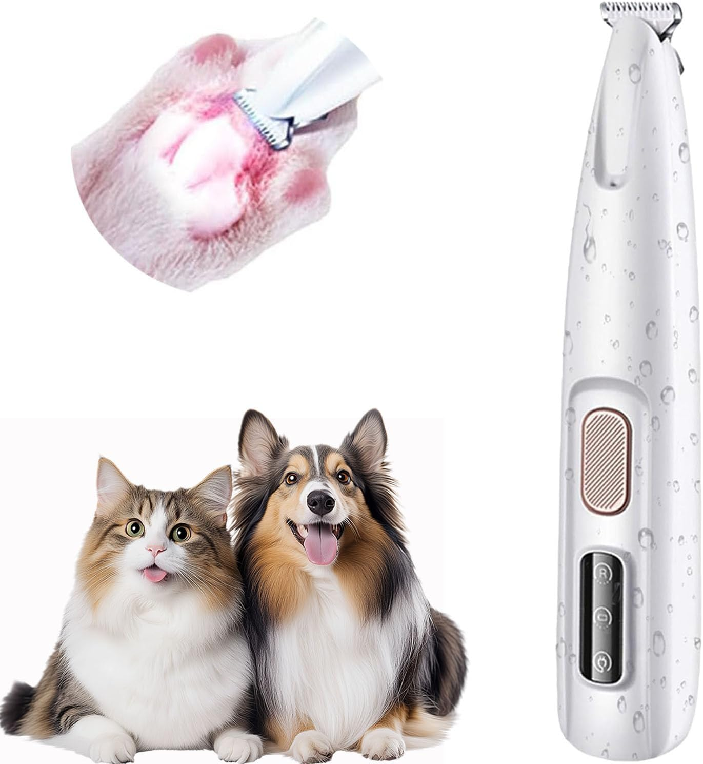 Dog Paw Trimmer, Electric Dog Trimmer, Multifunctional Pet Hair Clippers Dog Paw Trimmer for Grooming, 35Db Ultra-Low Noise Waterproof Dog Trimmers with Light, Suitable for Cats and Dogs image number 2