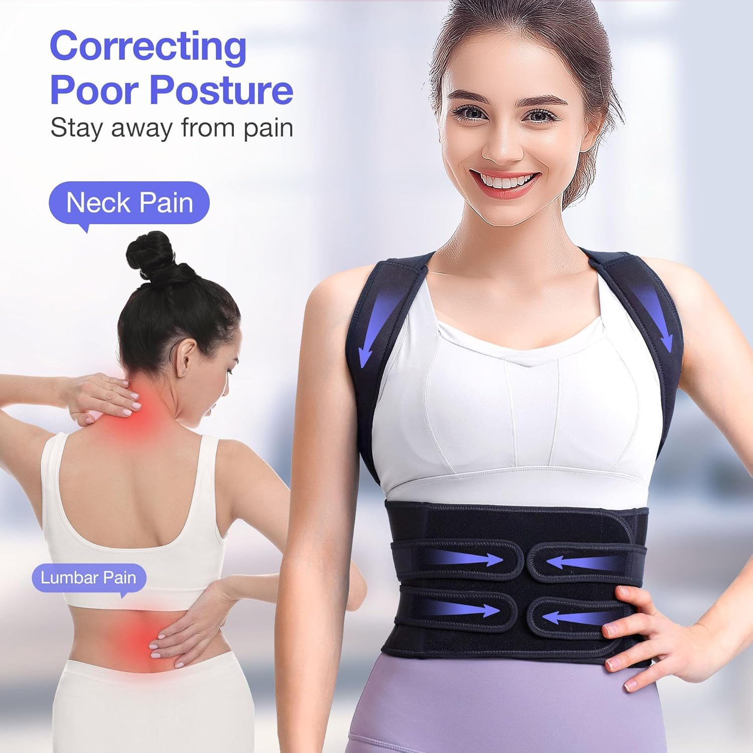 Lumewave - Posture Corrector for Men and Women,Back Brace,Breathable,Adjustable, Back Corrector, Scoliosis and Hunchback Correction, Back Pain, Spine Corrector, Posture Trainer (Sample - Waist 66-86Cm) image number 3