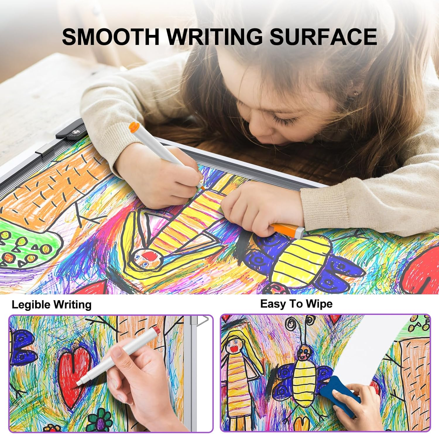 Dry Erase Calendar Whiteboard for Wall, Kwznob 16" X 12" Magnetic White Board Board, Small Wall Monthly Double Sided Boards Student, Home, Office (White) image number 5