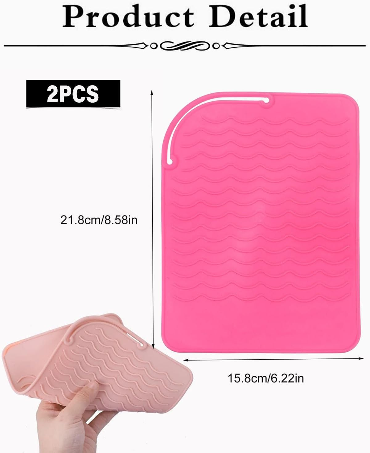 MYGLOAR 2 Pack Heat Resistant Silicone Pad Bag, Heat Resistant Silicone Pad for Hair Straightener, Suitable for Curling Iron, Hair Straightener, Straightener and Other Hot Hair Tools (Pink, Red)