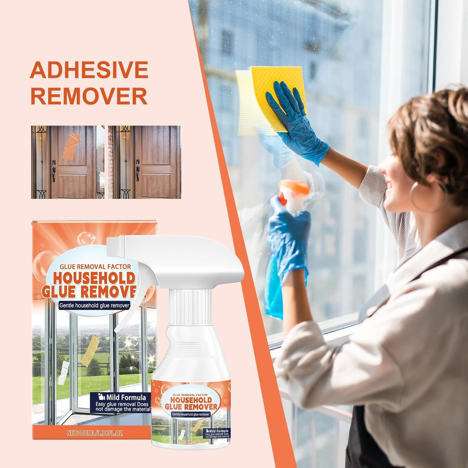 Wjnflqn Glue Gone Adhesive Remover | Labels Removal Solution | 100Ml Gentle Multipurpose Adhesive Remover for Tile Furniture Home Renovation Woodworking Wall Mirror Window Door Floor image number 6