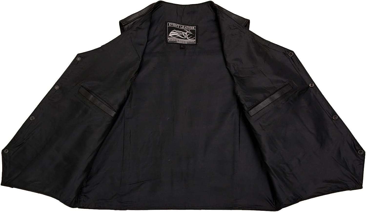 Event Biker Leather EL5310-XS-BLACK Men'S Promo Basic Leather Vest (Black, X-Small) image number 2