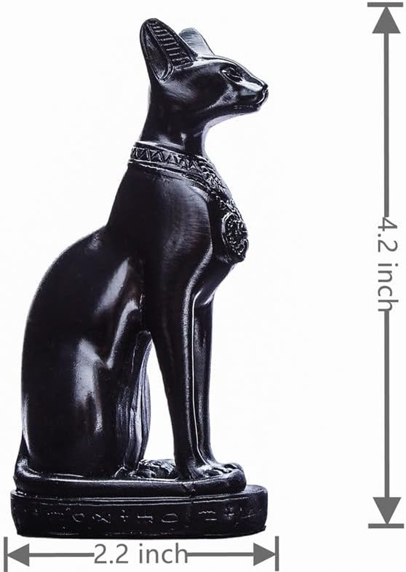 EASCHEER Egyptian Cat Goddess Bastet Statue 2PCS Collectibles Figurine Animal Statues Egyptian D&eacute;cor(4.2 Inches Black) - Black image number 3