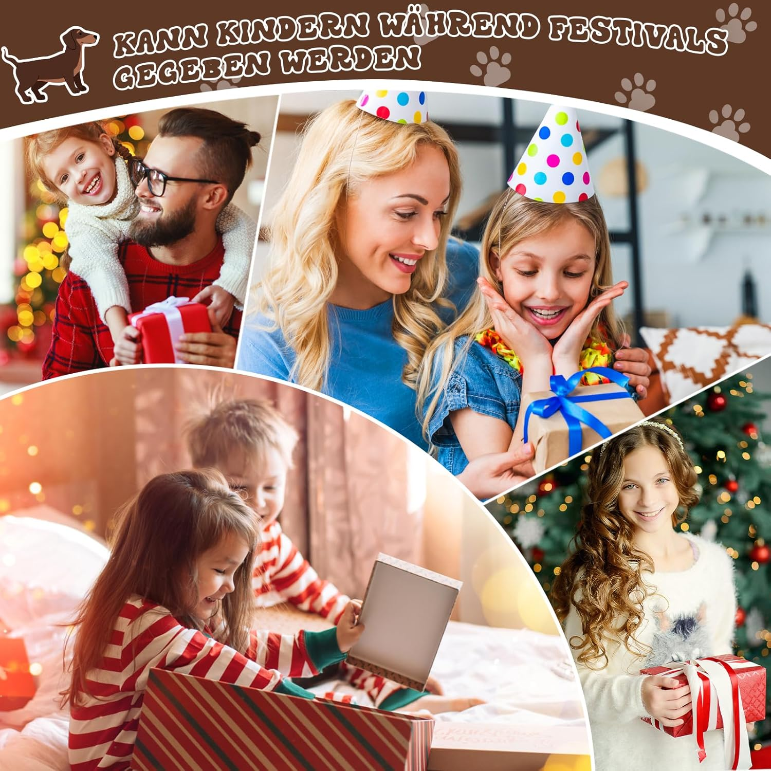 Jokureao 5 Piece Puppy Costume Set, Dog Headband Ears, Bow Tie, Tail, Paw Gloves, Animal Puppy Dog Costume Set for Adults Children Carnival World Book Day Cosplay Party image number 4