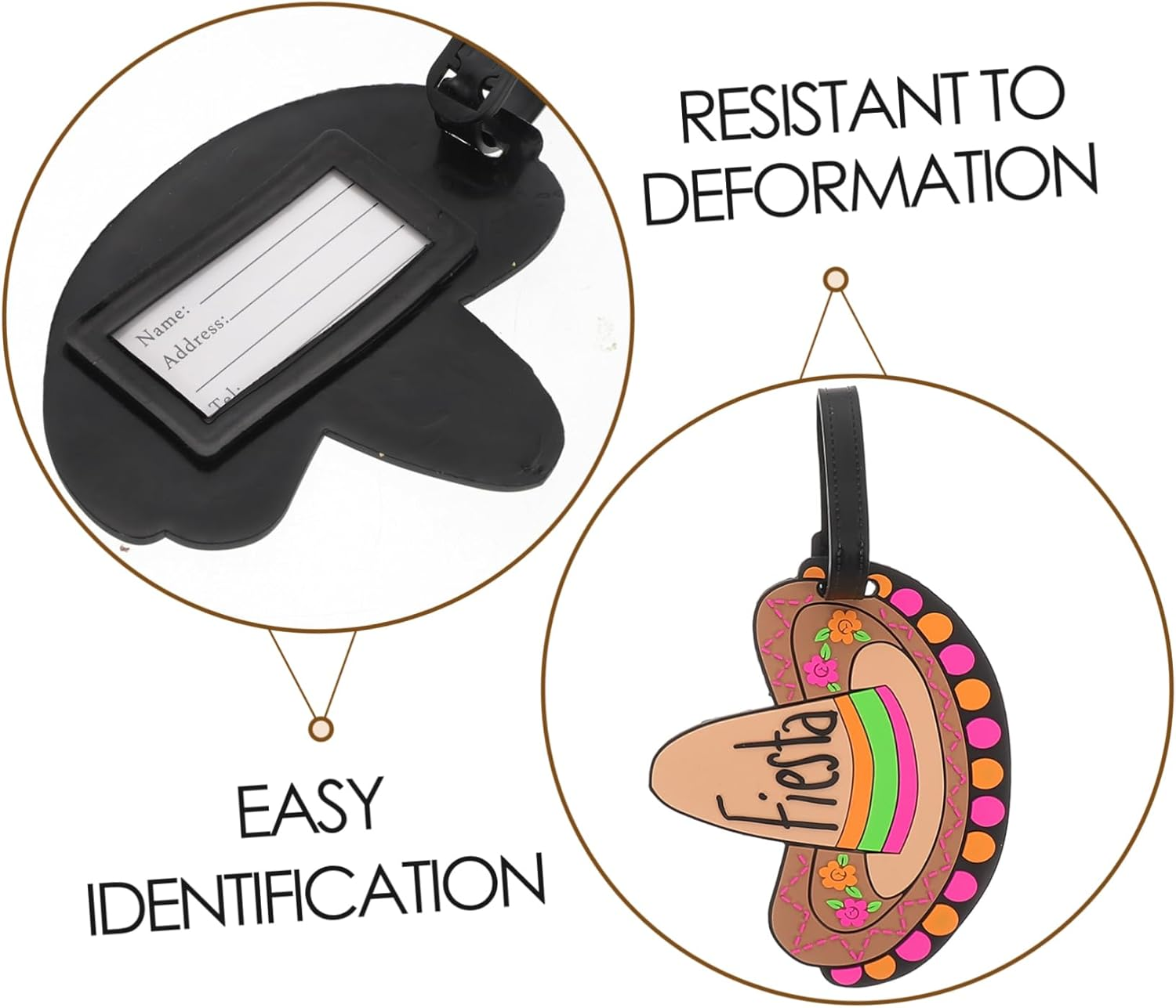 GAROZATION 3Pcs Hawaiian Sunglasses Stylish Beach Luggage Tags Comfortable PVC Easy Identification for Travel