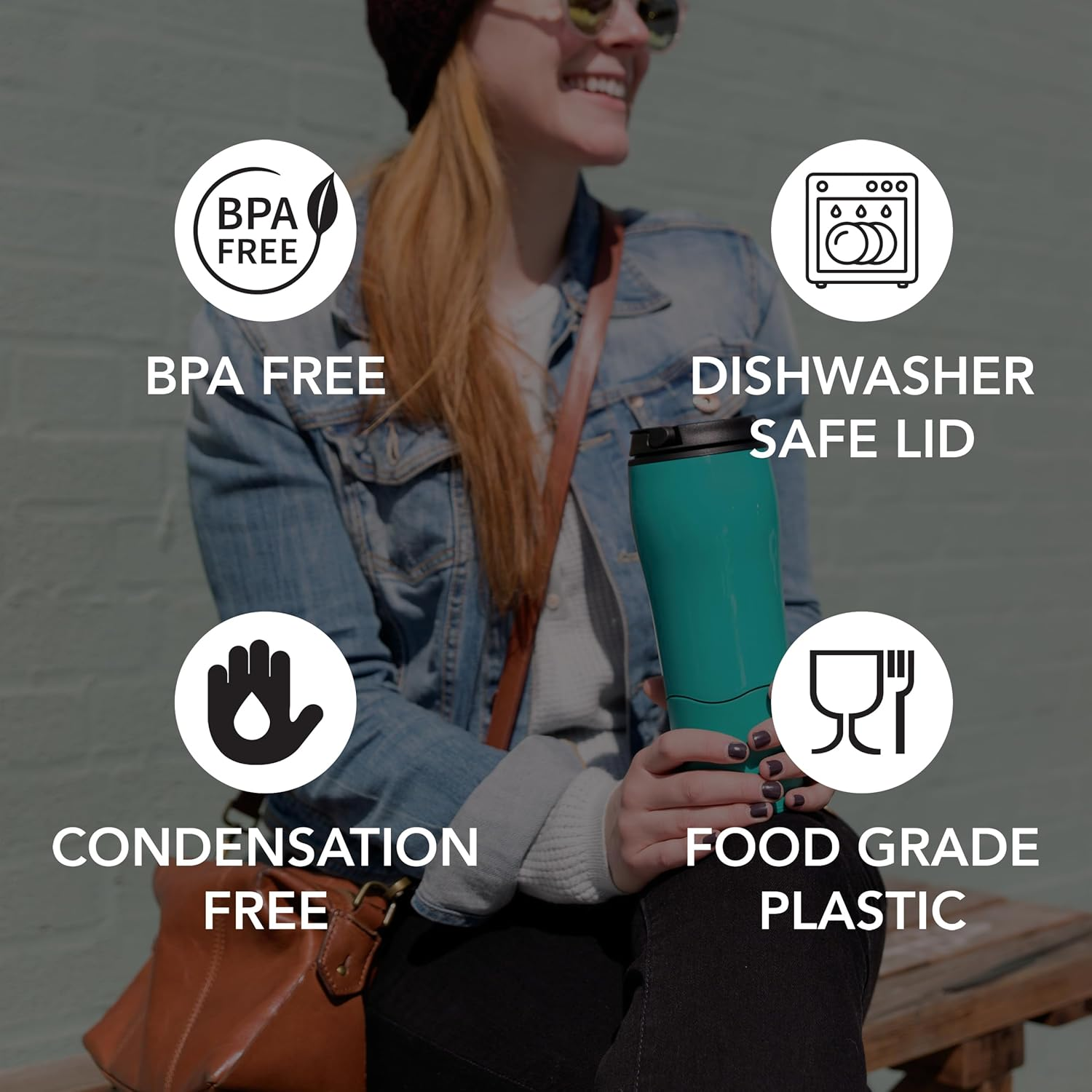 Mighty Mug Plastic Travel Mug, No Spill Double Wall Tumbler, Cold/Hot, Cup-Holder Friendly, Dishwasher Safe, (Teal, 12Oz) image number 3