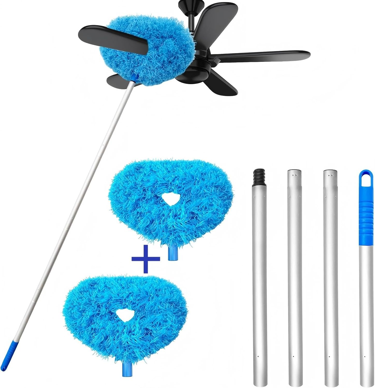 AHGXG Ceiling Fan Cleaner Duster, Microfibre Extendable Handle, 13-48 In, Reusable Blade Cleaner for Bookshelves, Windows, Doors, image number 4
