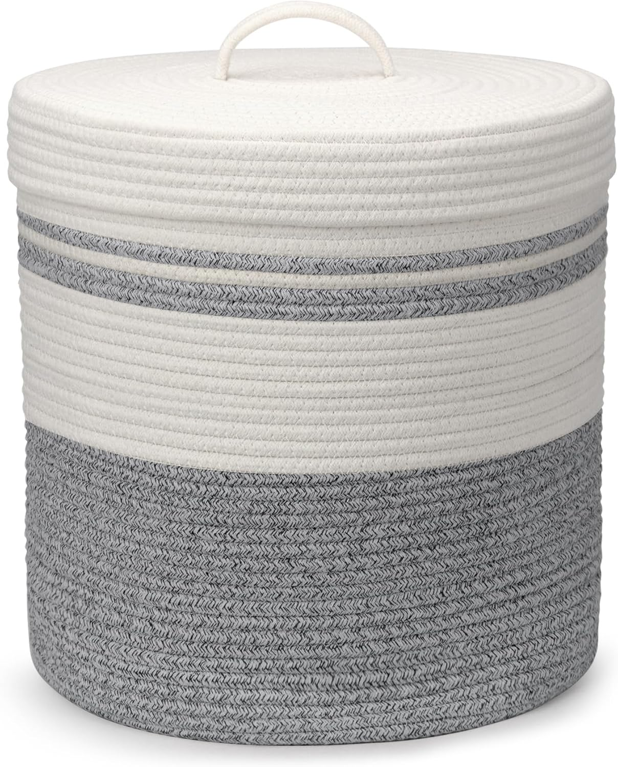 Foldable Laundry Basket Small with Lid, Laundry Hamper - Laundry Baskets, Baskets Braided Cotton Basket - Storage Basket Small Laundry Basket Children'S Room (Grey, 35 X 42 Cm) image number 4