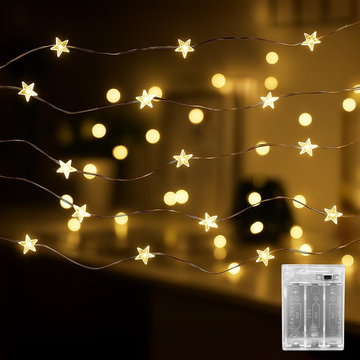 Theapro 2 PCS Twinkle Star String Lights 3 M/30 LED Christmas Battery Operated Fairy Light Waterproof for Bedroom Festival Party Indoor Outdoor Decorations (Warm White) image number 3