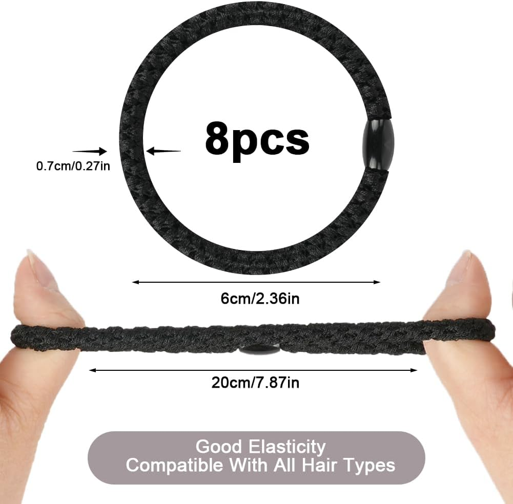 ACWOO Hair Bands, Hair Bobbles for Women and Girls, Elastic Braid Elastic, Cotton Bands for Thick Hair, Curly Hair, Long Hair, Short Hair and Wavy Hair, Pack of 8 image number 5