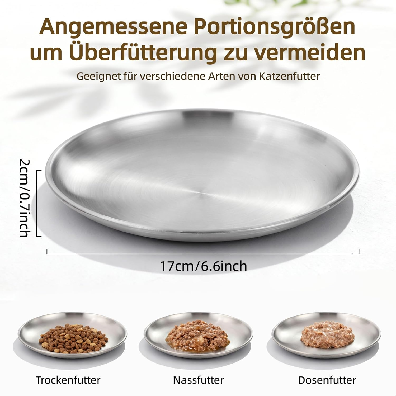 Nayelf Stainless Steel Flat Cat Bowl, Feeding Bowl, Cat Bowl, Non-Slip Cat Plate against Whisker Fatigue, Feeding Bowl for Persian Cats and Short-Legged Breeds, Dishwasher Safe (2 Pieces) image number 2