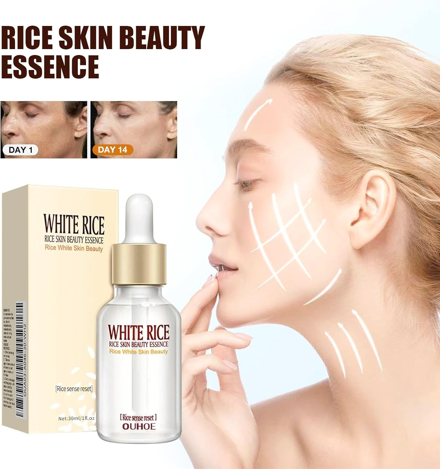Anti-Wrinkle Rice Whitening Face Serum &mdash; Hydrating & Nourishing Rice Essence with Niacinamide & Hyaluronic Acid, Firming Moisturising Solution for Dark Spot Correction & Even Skin Tone (1 PCS) - 1 Pcs image number 6