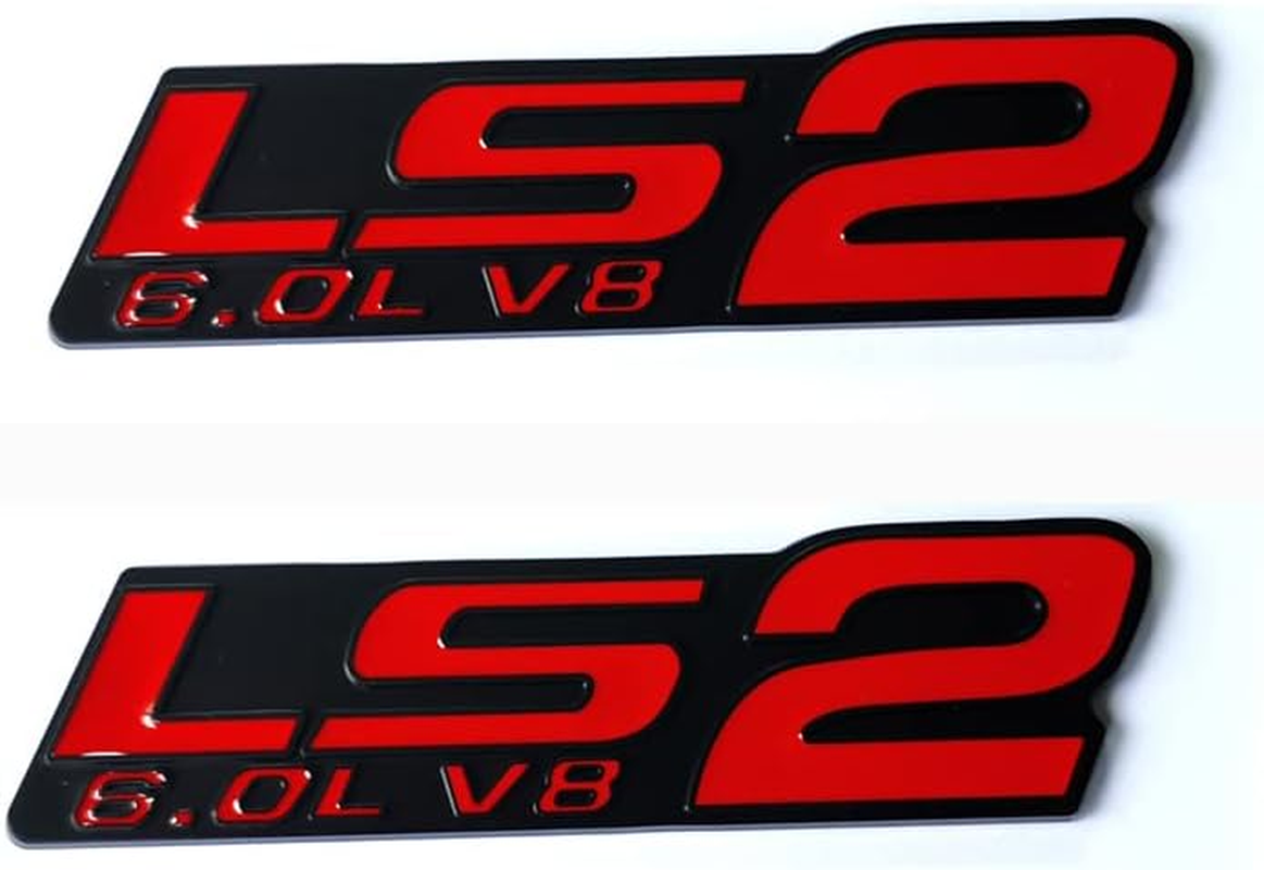 2Pack Chrome OEM LS3 Emblem 6.2L V8 Engine Emblems Badge Compatible with Zl1 1LE Corvette Cadillac Pair (Chrome Red)