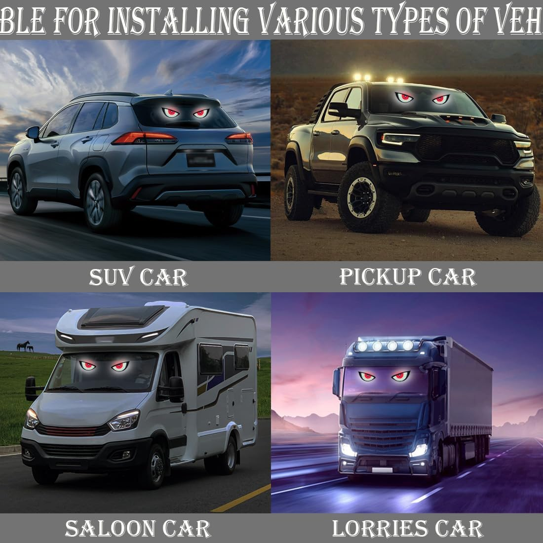 2Pcs Car Demon Eye Lamp,Car Windshield LED Eye,Car Rear Window LED Demon Eye,Dynamic Demon Eye Car Lamp,Led Eyes for Car,Car LED Demon Eye Light image number 5