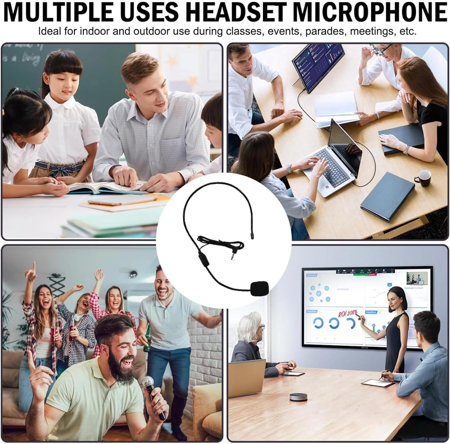 2Pcs Microphone Headset Mic, 3.5Mm Connector Jack Headset Microphone with Flexible Wired Boom for Voice Amplifier, Teachers, Speakers, Coaches, Presentations, Seniors and More image number 6