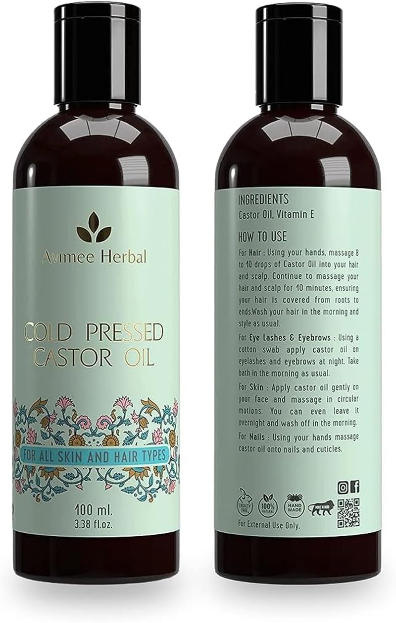 Green Velly Herbal Cold Pressed Unrefined Chemical Free Castor Oil | for Hair & Skin | Promotes Hair & Eyebrow Growth | 100 Ml image number 1