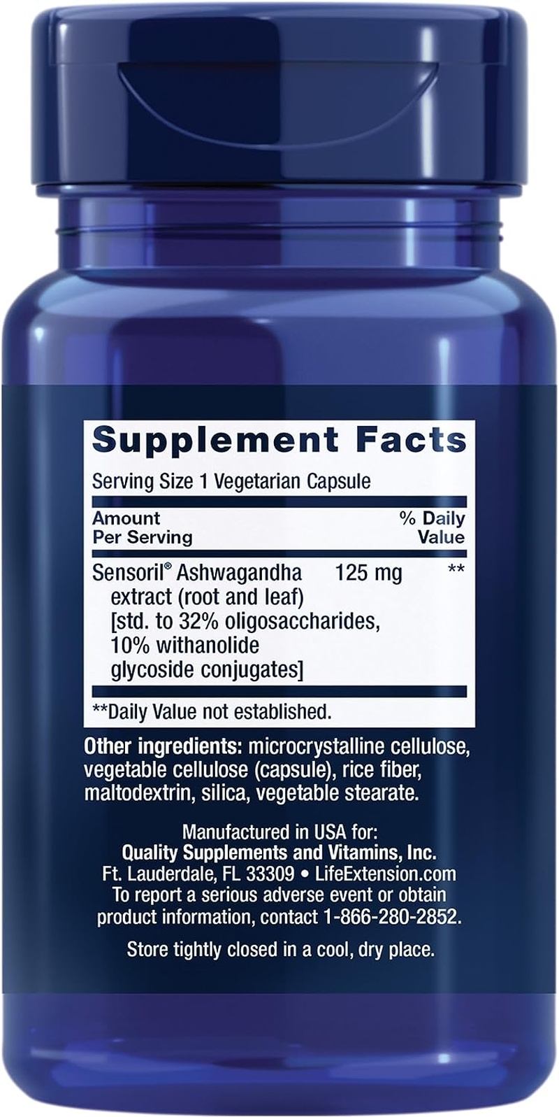 Life Extenson Ashwagandha Extract Veg Capsules, 60-Count image number 3