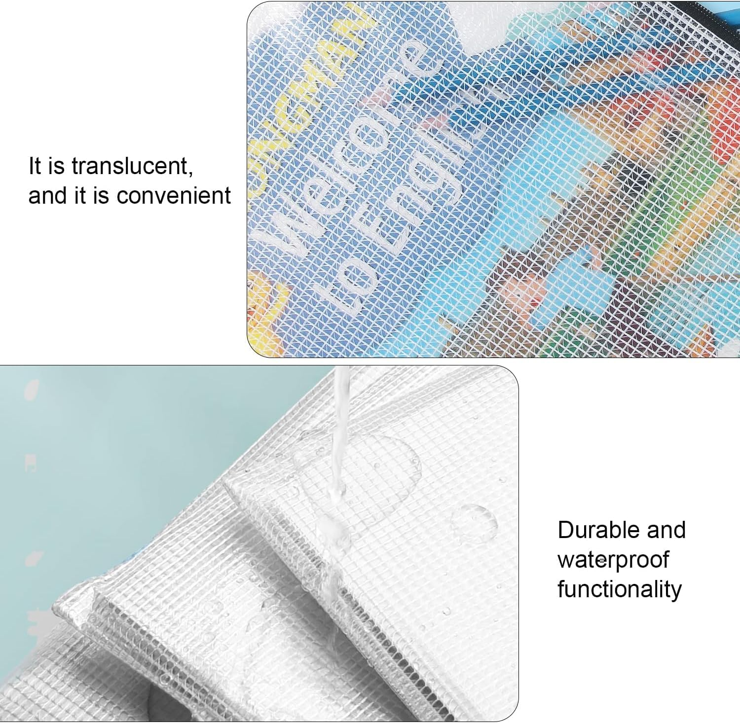 WADY 30 Pack Mesh Zipper Pouch Document Bag, A3 A4 A5 B4 B5 B6Size Waterproof Document Pouch for School Office Supplies, Cross Stitch Organizing Storage A3A4A5 Mesh Zipper Pouch (Mixed Color) image number 2