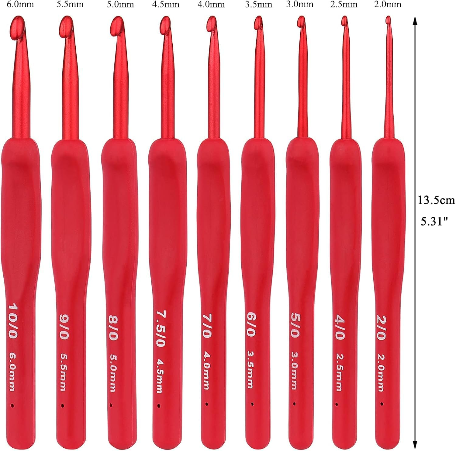 9Pcs Premium Ergonomic Crochet Hooks Set with Soft Grip Handles &ndash; Arthritis-Friendly Knitting Needles for Seniors & Beginners, Extra-Long Aluminum Hooks (2.0Mm-6.0Mm) image number 5