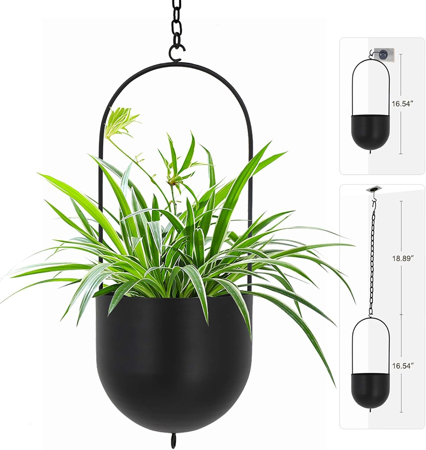 Black Metal Plant Hanger Metal Wall and Ceiling Hanging Planter Modern Planter Mid Century Flower Pot Plant Holder(D=6.29'') image number 6