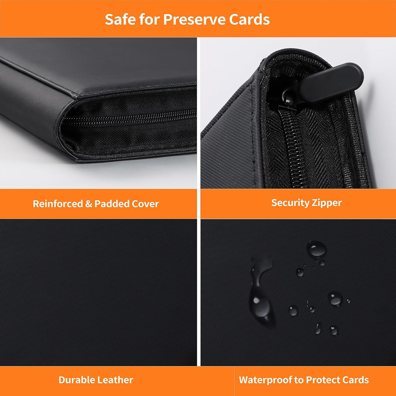 Zettokete Top Loader Binder 4 Pocket Holds 96 Cards, Toploader Binder Fit for 3" X 4" Top Loader, Trading Card Holder Album Fit for MTG, Yugioh, TCG, Sports Cards, 10 Toploaders Included, Black image number 6