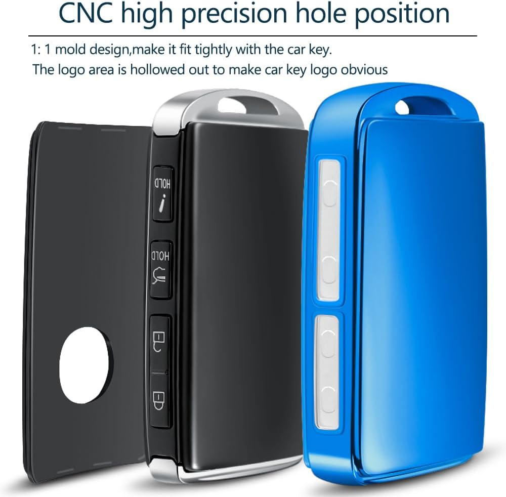 Lcyam Key Fob Cover Case with Leather Key Holder Keychain for Mazda 2024 2022 2023 3 6 CX-30 CX-5 Cx-9(Blue) - Blue image number 3