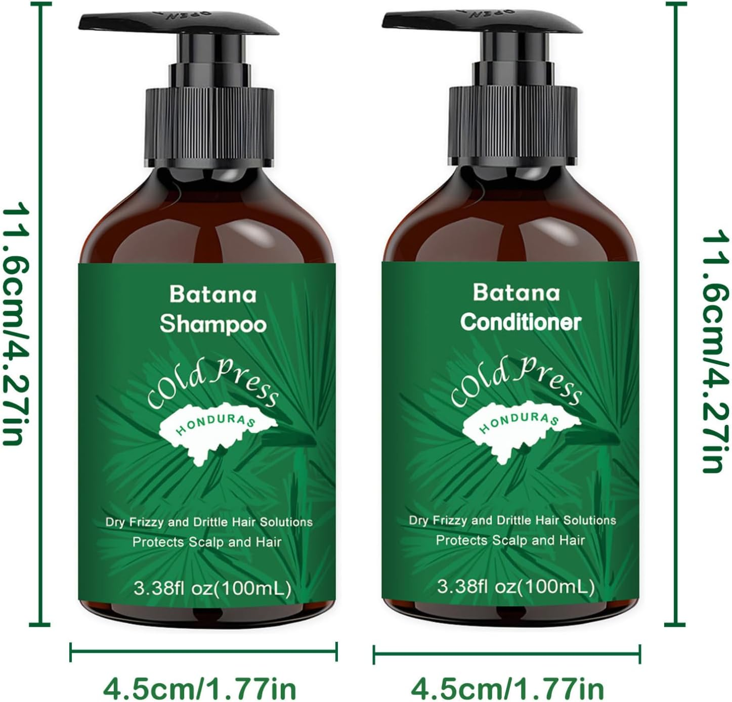 Iiniim Batana Oil Hair Shampoo Conditioner Set Hydrating Moisturizing for Strong Shiny Hair Unisex Green Shampoo One Size - Green Set image number 4