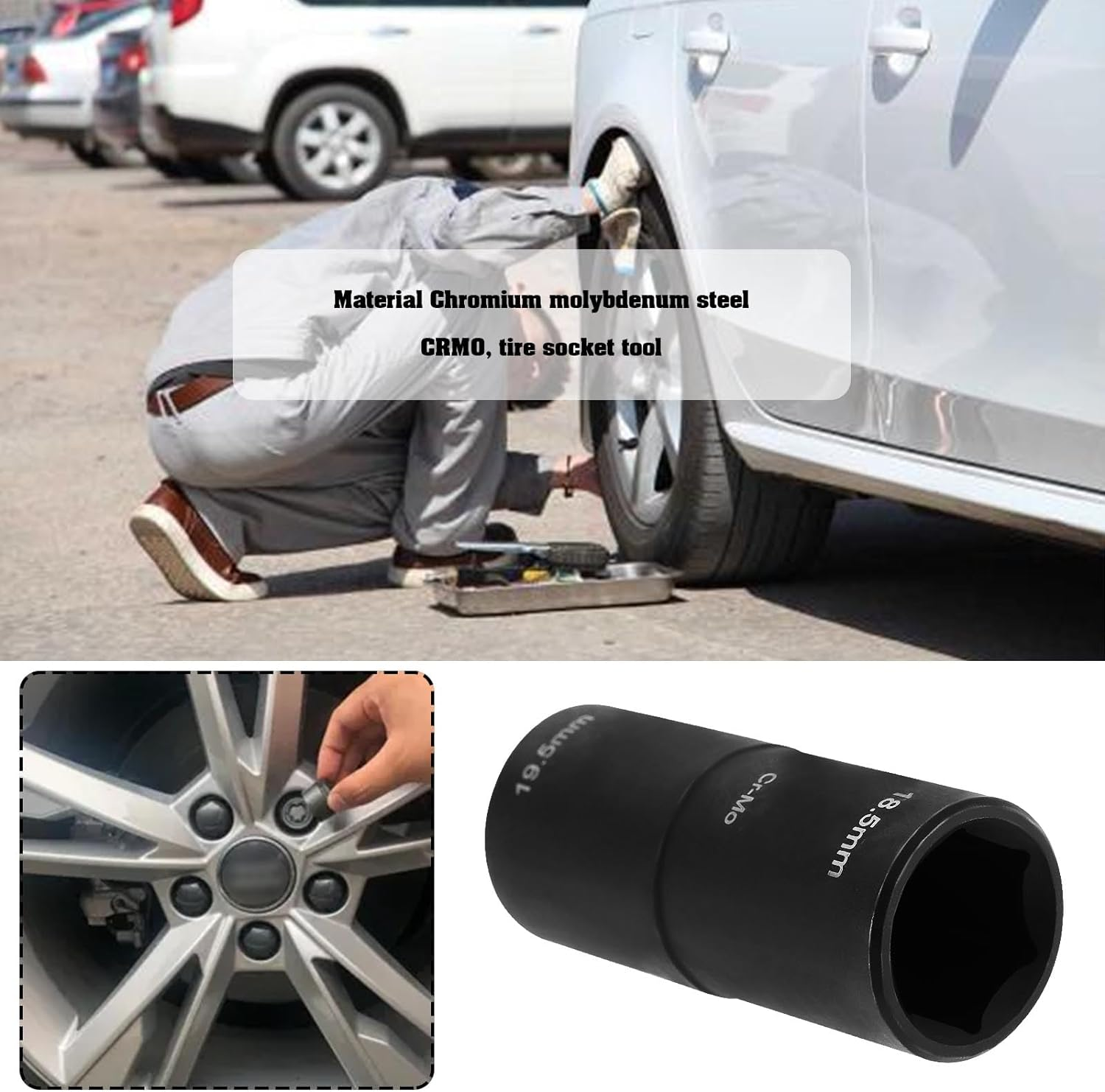 Ecsing Double Ended Wheel Nut Socket Replacement Removal Socket Metal Wheel Nut Cap Impact Socket Accessories for Repairing 63Mm Black image number 2