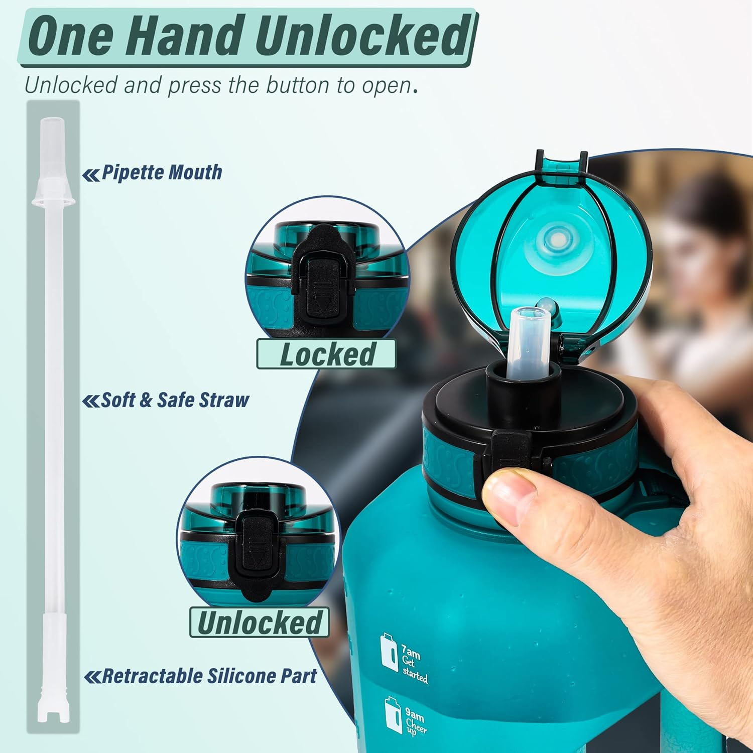 GIFUBOWA Large Water Bottle 2.2 Liter with Straw BPA Free Big Drinks Jug for Gym Sport image number 1