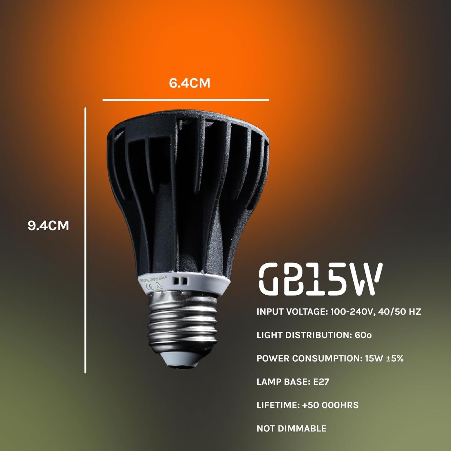 15W LED Grow Light Bulb - 15Watt, E27 Grow Light for Plants, Full Spectrum, LED Grow Bulb with High PPFD for All Indoor Plants, Seeding & Vegetables, 1 Pack by TREEGERS