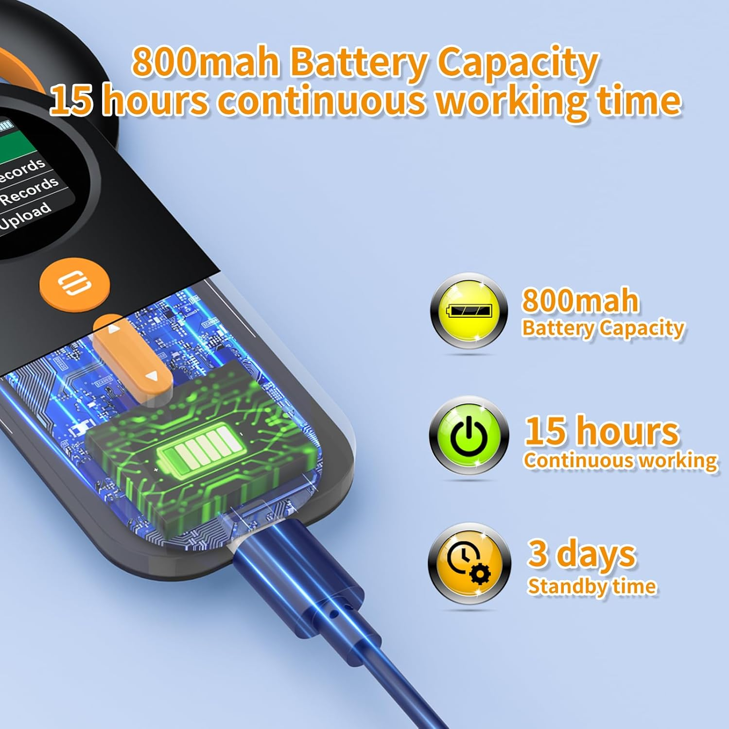 Symcode RFID EMID Animal Handheld Reader - Pet ID Scanner, Rechargeable Animal Chip Scanner, FDX-B(ISO 11784/11785) ID64 RFID Reader image number 3