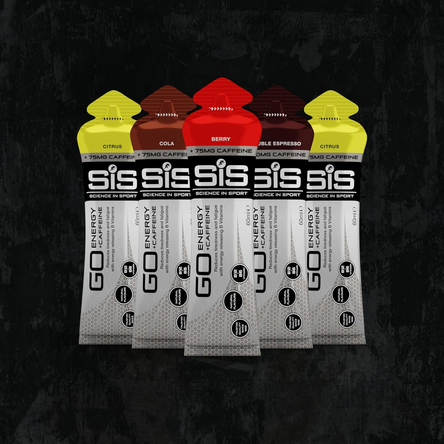 Science in Sport GO Isotonic Energy Gels, 150Mg of Caffeine, Running Gels with 22G Carbohydrates, Low Sugar, Double Espresso Flavour, 60Ml per Serving (30 Pack) image number 4