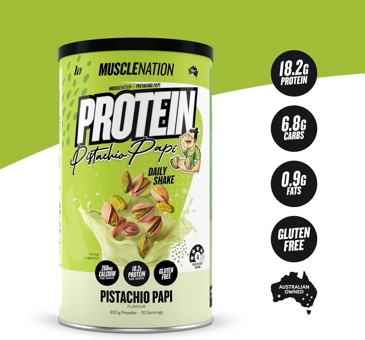 Muscle Nation Pistachio Papi Daily Shake 300G (10 Serves) image number 1