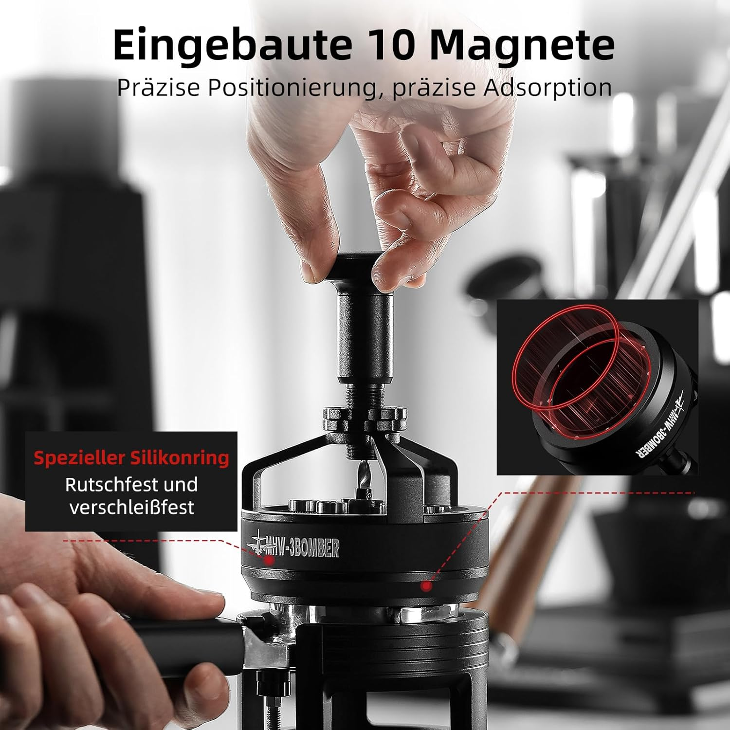 MHW-3BOMBER Yu Cyclone WDT Tools Espresso Stirrer, Distribution Tool for Barista, 0.25 Mm, 14 Needles, Espresso Coffee Stirrer, 58.35 Mm, Black, Model: T5849-OS image number 1