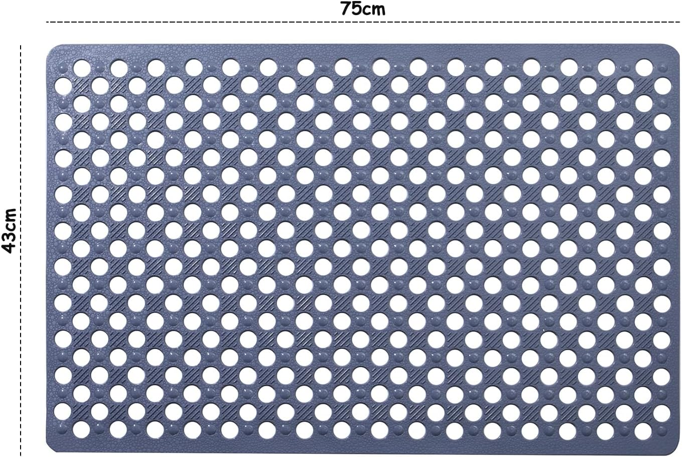 Mumoo Bear 75X43Cm Nonslip Bath Tub Shower Mat with Suction Cups, Extra Soft TPE Bath Mat for Kids, Bathtub Bathroom Mats, Machine Washable, Smooth/Non-Textured Tubs Only-Grey image number 4