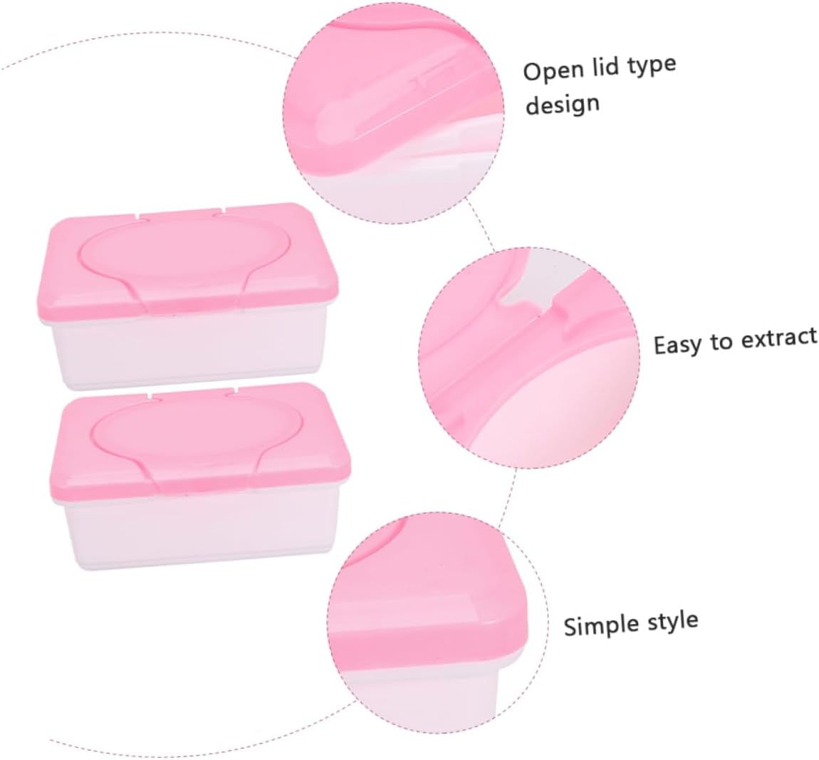 2Pcs Wet Tissue Boxes with Lid Reusable Wet Wipes Container for Home and Rooms Prevents Drying Sturdy Design