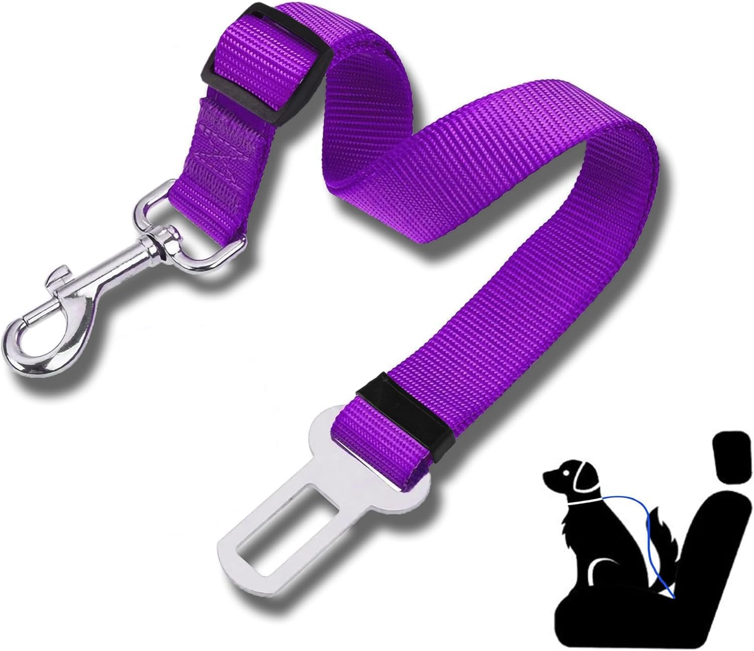 Dog Seat Belt 2 Pack,Adjustable Dog Car Harness for Driving Safety，For Prevent Dogs from Jumping Out of Windows Car Restraint Pet Accessories for Dogs (Purple, 70 * 2.5CM) image number 2