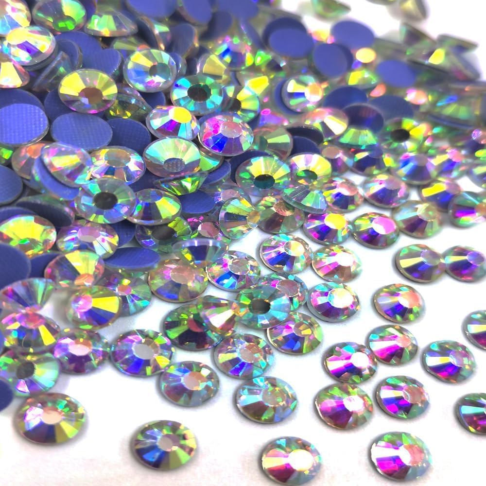 1440 Pieces Hotfix Rhinestones, 20 Colours, 4 Sizes, round Glass Rhinestones for Clothes, Shoes, DIY Crafts (Crystal AB, SS16) image number 2