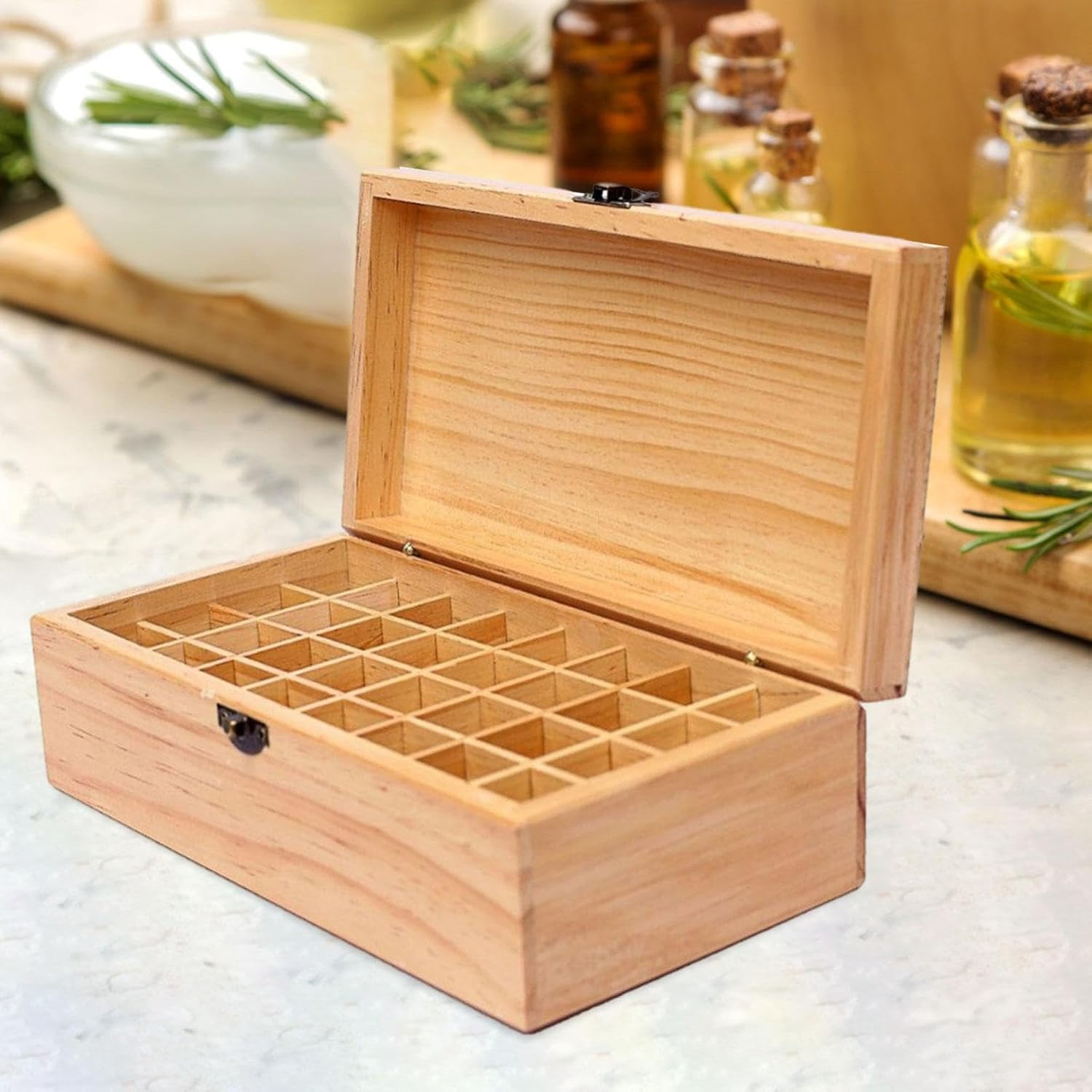 Perfk Essential Oil Storage Box Nail Polish Storage Case 32 Slots Large Holds 32 Bottles Bead Collection Box for Hotel Household image number 1