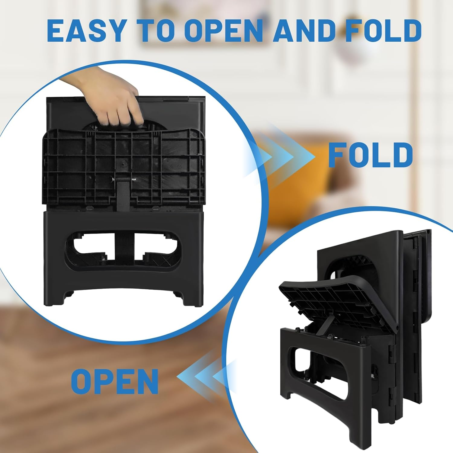 Folding 2 Step Stool, SAILESI Non-Slip Portable Fold Stools, Capacity of 300Lbs, Collapsible Footstool for Adults or Kids, Stepstool for Home Kitchen Bedroom Office Bathroom Toilet Potty Training image number 1