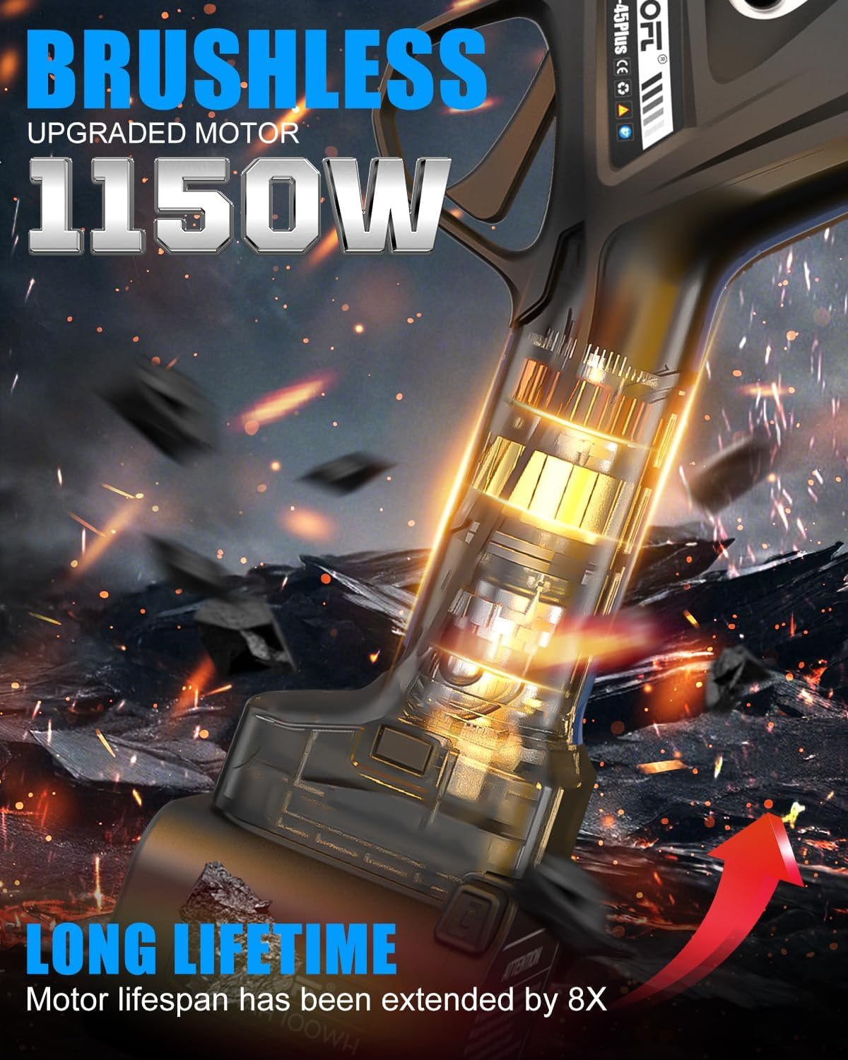 45Mm Electric Pruning Shears, Professional Cordless Pruner, 1150W 25V/4Ah, Electric Secateurs for Vineyard & Orchard PRU45 Plus