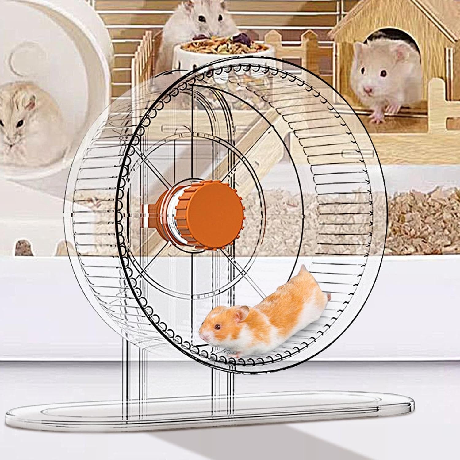 Quiet Hamster Wheel - Silent Hamster and Chinchilla Wheels | Cage Accessories, Small Animals Running Wheels, Guinea Pigs Exercise Toys for Hamster, Ferret, Chinchilla - 14Cm image number 3