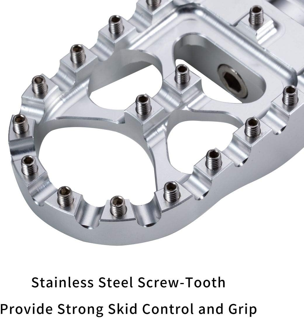 CNC Wide Foot Pegs 360&deg; Roating MX Chopper Bobber Style for Harley Dyna Sportster Fatboy Iron 883,Silver