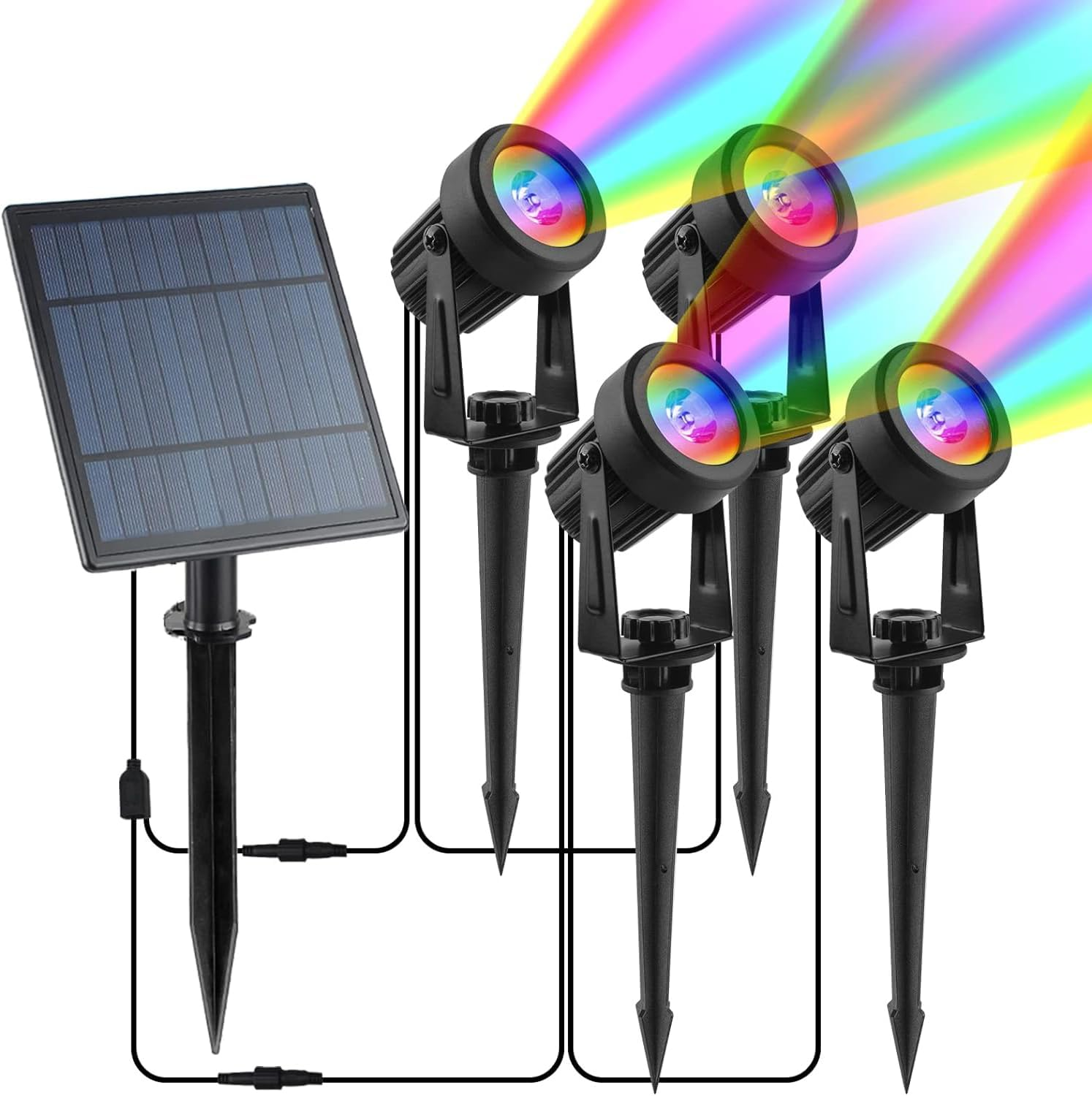 T-Sun Solar Spotlights Outdoor Garden, 4 in 1 RGB Colour Changingsolar Spot Lights,Outdoor Garden Lights with IP65 Waterproof, Landscape Lights for Garden Yard Path Driveway Porch Walkway image number 4