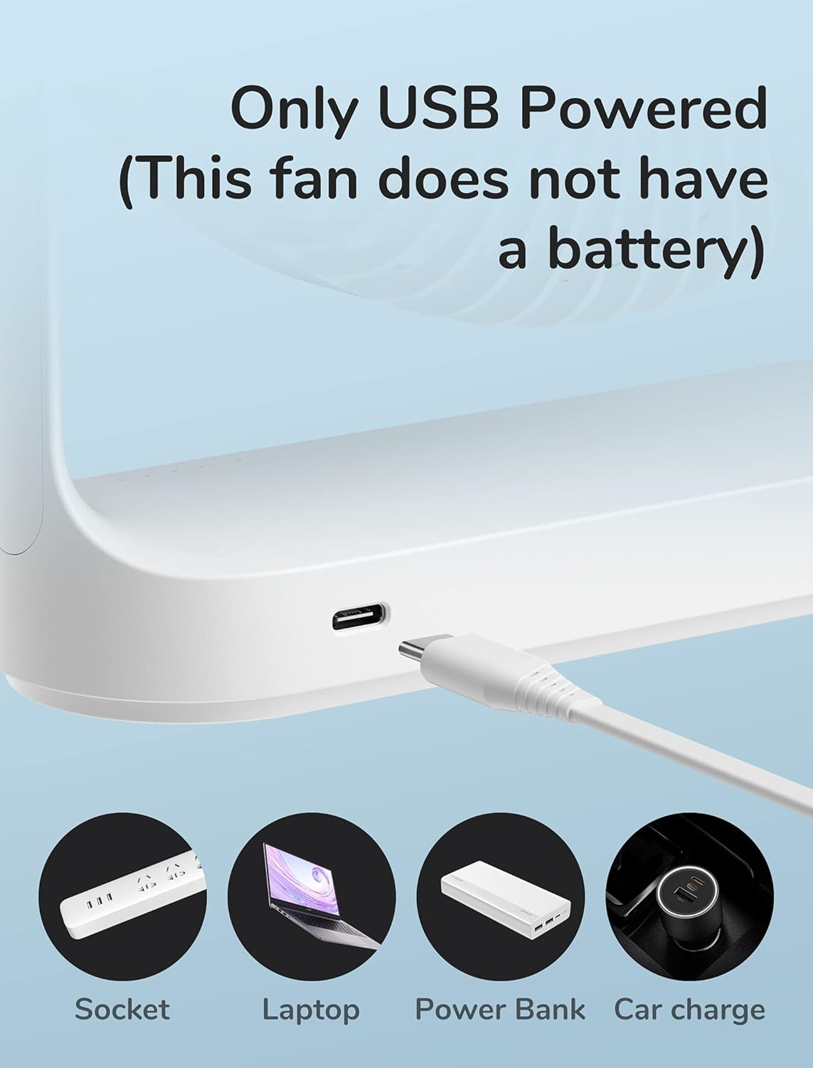 JISULIFE Desk Fan, Small Personal USB Desktop Fan with 4 Speeds, Quiet Operation Mini Portable Table Cooling Fan with Unique Design for Home Desktop Office Table Bedroom, Strong Wind, 330&deg;Rotate-White image number 4