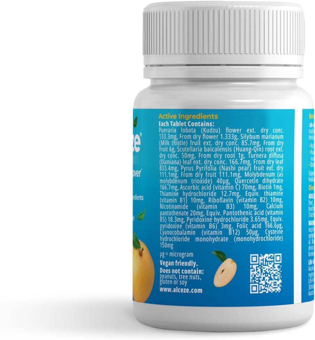 Alc-Eze Hangover Relief 60 Tablets 20 Doses - Australian Made All Natural Supplement image number 3