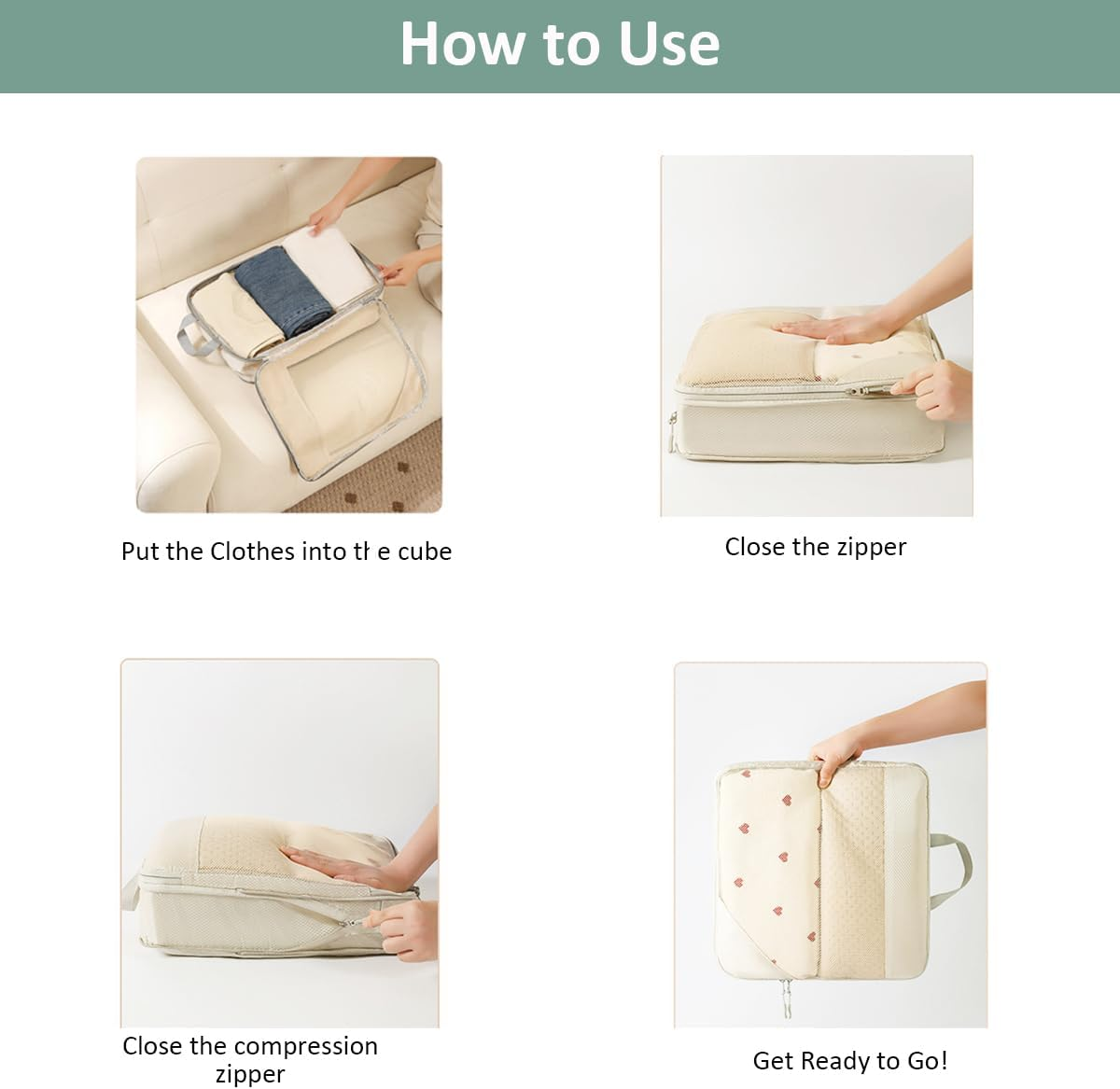 Packing Cubes Compression Packing Cubes for Travel, JOYCHER Travel Packing Organisers Cubes Accessories Mesh Compression Bags Luggage for Man & Women Suitcases - 4Pcs-Blue image number 2